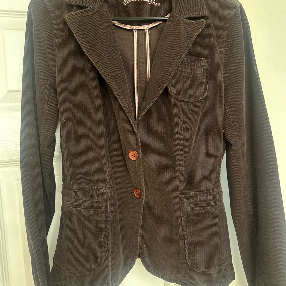 Caribbean Joe Brown Blazer Velvet Texture Classic Cut